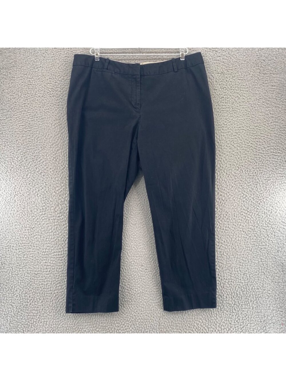 Talbots Pants Womens 14W Heritage Black Cotton Stretch Tapered Ankle Trousers